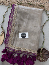 Chiku Wine Designer  Handloom Raga Tissue Saree